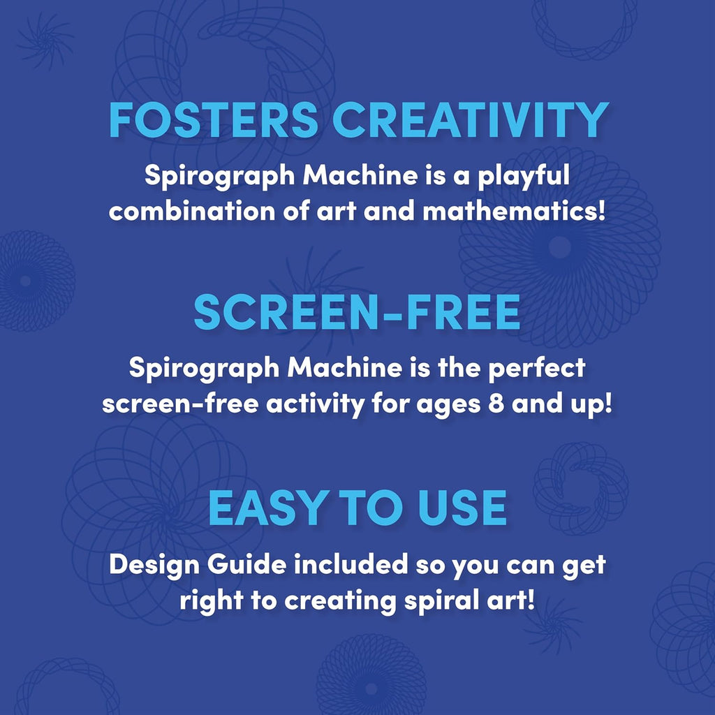 Spirograph Electric Machine - Arts and Crafts, Kids Toys, Art Supplies, Craft Supplies, Drawing Kit, Spiral Art, Classic Gear Design Kit, Case, Pens, Design Sheet Included, Ages 8+