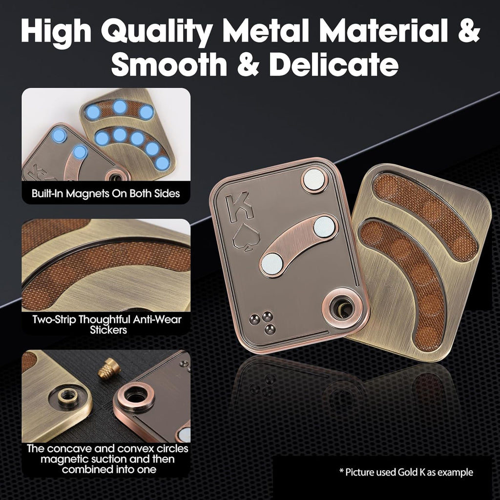 Fidget Slider, Metal Poker Push Card, Fidget Toy, Fidget Clicker, Fidget Toys for Adults Teens, Relieve Stress Anxiety ADHD, Gift for Boyfriend, Husband and Father (Black K)