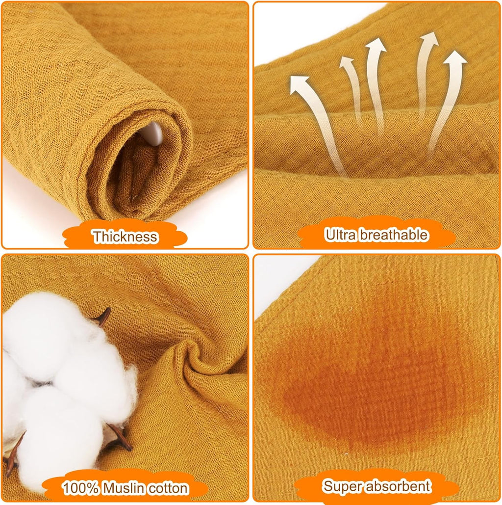 Accmor 10 Pack Muslin Baby Bibs 100% Cotton Bandana Drool Bibs for Baby Girls BoysTeething and Drooling