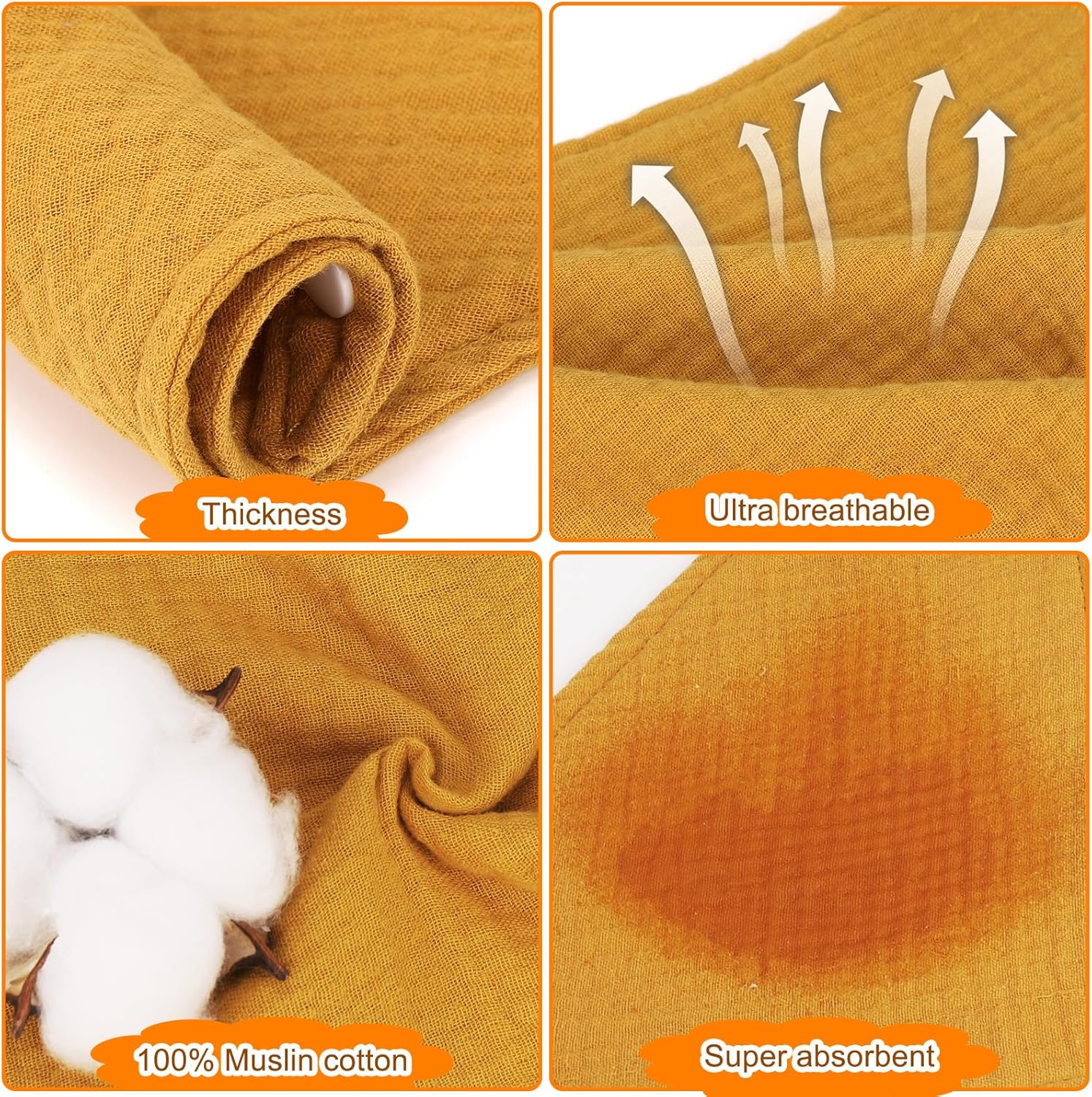 Accmor 10 Pack Muslin Baby Bibs 100% Cotton Bandana Drool Bibs for Baby Girls BoysTeething and Drooling