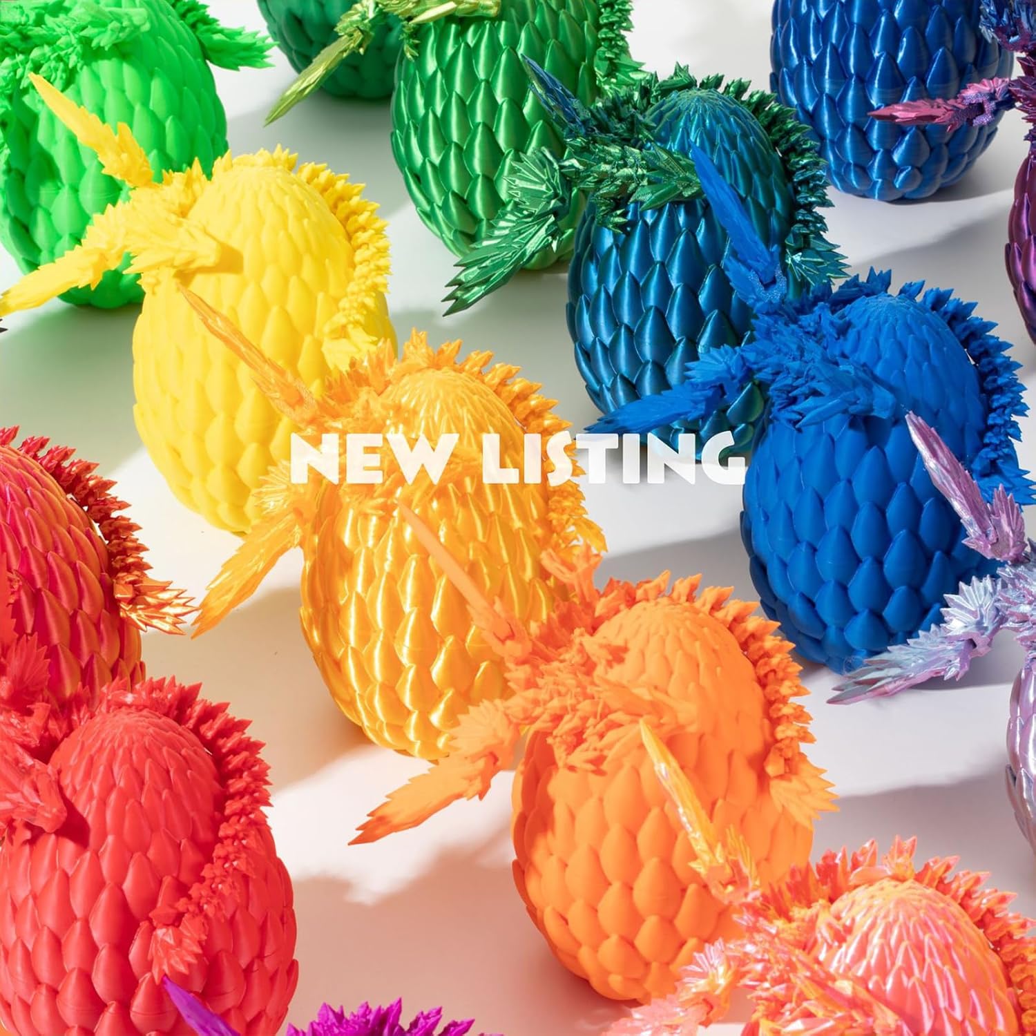 3D Printed Dragon Egg with Dragon Inside, Articulated Flying Dragon with Dragon Egg, Multi Color Winged Dragon, Crystal Dragon Fidget Toy, Home Office Décor, Easter Egg, Gift