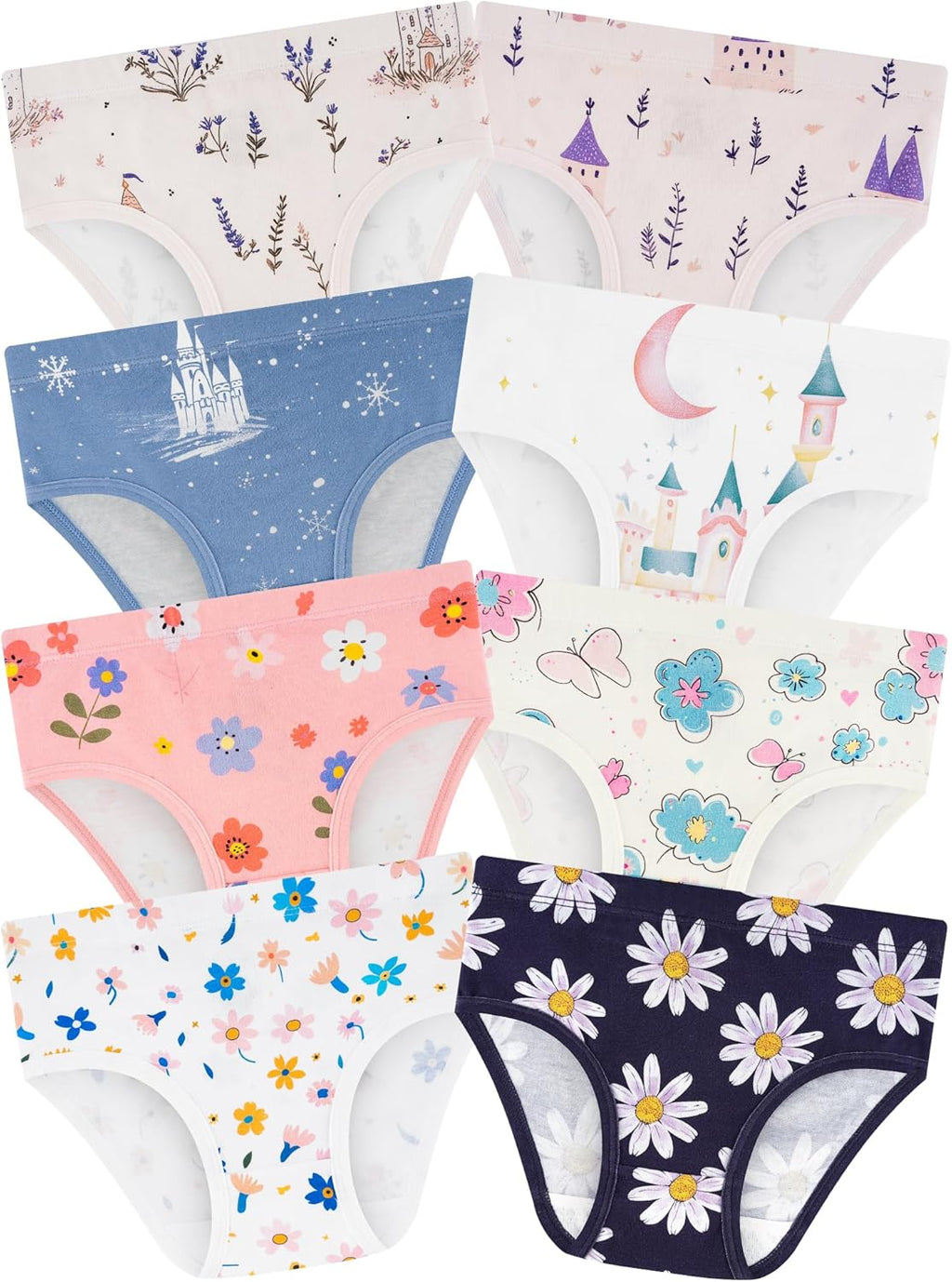Girls' Underwear,Soft Cotton Tagless Panties for Toddlers' & Little Kids' Comfort,Breathable Briefs,8-Pack