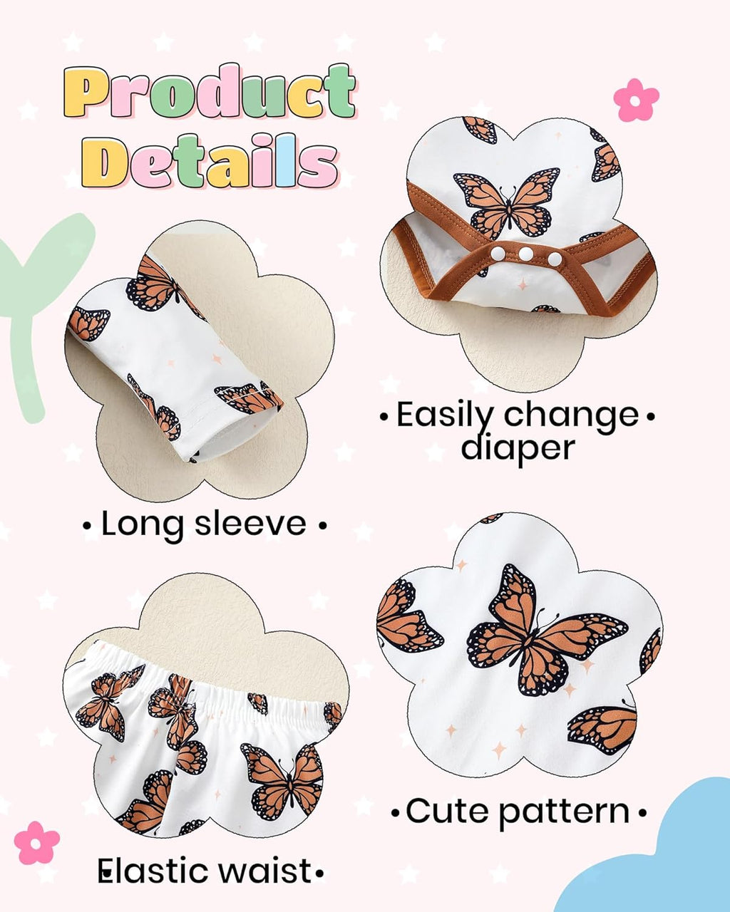 NZRVAWS Newborn Baby Boy Girl Clothes Unisex Infant Romper Pants Set Hat 4-Pack Outfits 0-12 Months 16 Pieces Toddler