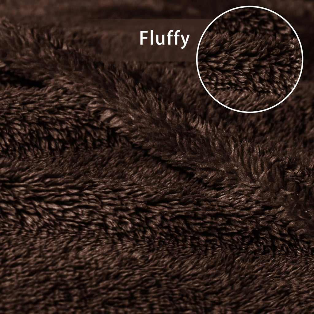 Exclusivo Mezcla Twin Size Flannel Fleece Blanket, Super Soft Velvet Plush Bed Blanket, Fuzzy Cozy and Warm for All Seasons, 60x80 Inches, Coffee