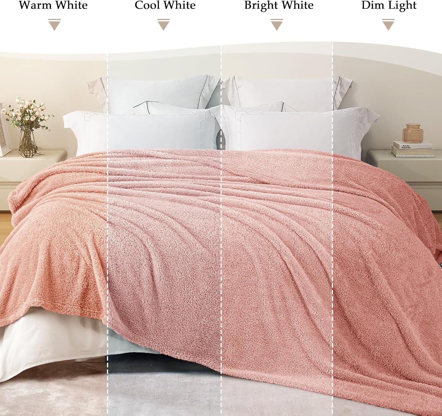 Exclusivo Mezcla Fleece Blanket for Couch, Soft and Cozy Twin Blankets for Women Men Girls Kids, Suitable for All Seasons, Dusty Pink,60x80 Inches