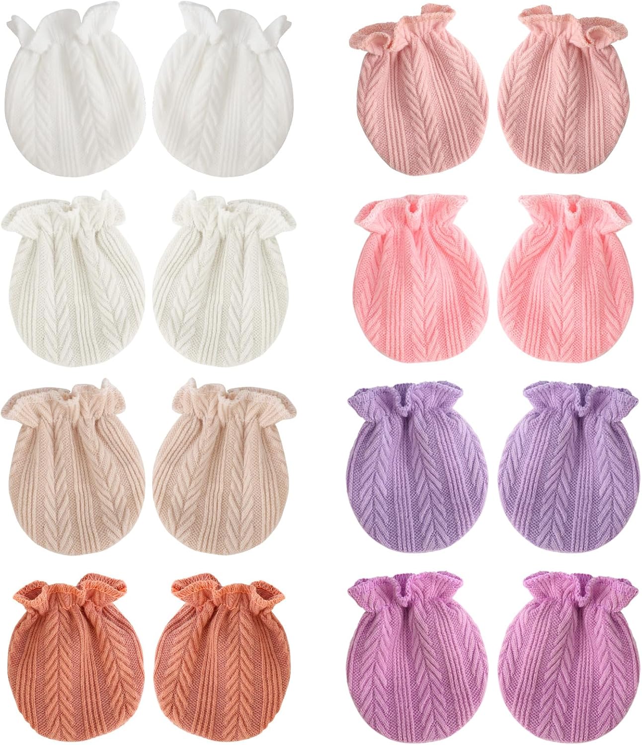 BQUBO Newborn Infant Toddler Mittens No Scratch Cotton Elastic Wrist Gloves Hypoallergenic for 0-6 Months Baby Boys Girls