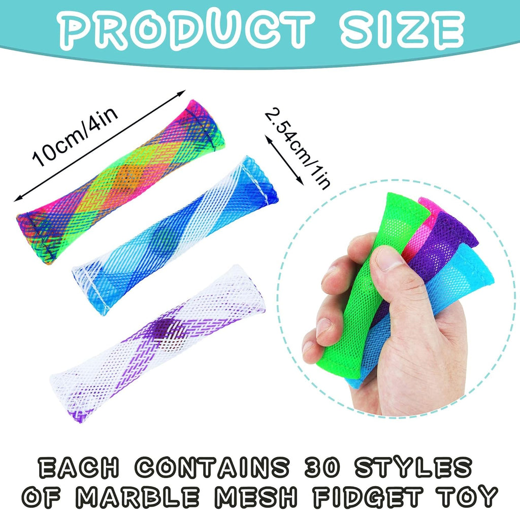 42 Pack Mixed Color Marble Mesh Fidget Toys,FIDGET TOY Stress Relieve toy, Focus Enhance, Marble and Mesh Fidgets for Adults and Children with ADHD ADD OCD Autism