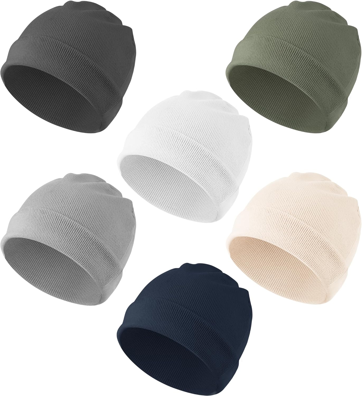 Konssy 6 Pack Baby Beanie Hats for Unisex, Toddler Beanies Baby Girl Boy Hat Warm Cap for Infant, Toddler