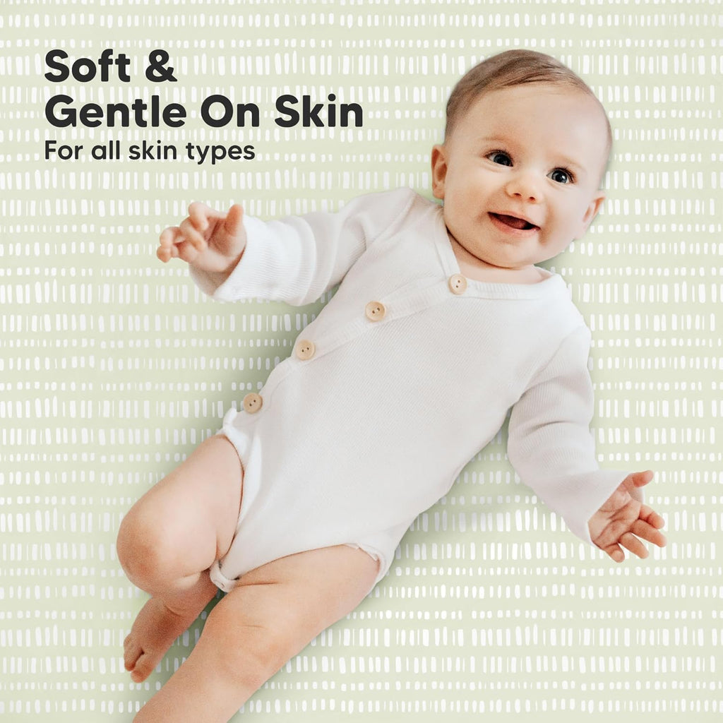 2-Pack Mini Crib Sheets Fitted - 38x26 Pack N Play Sheets for Pack and Play Mattress, Organic Cotton, Soft & Breathable Playard Bedding, Neutral Mini Toddler Bed Cover for Boys, Girls (Fleur)