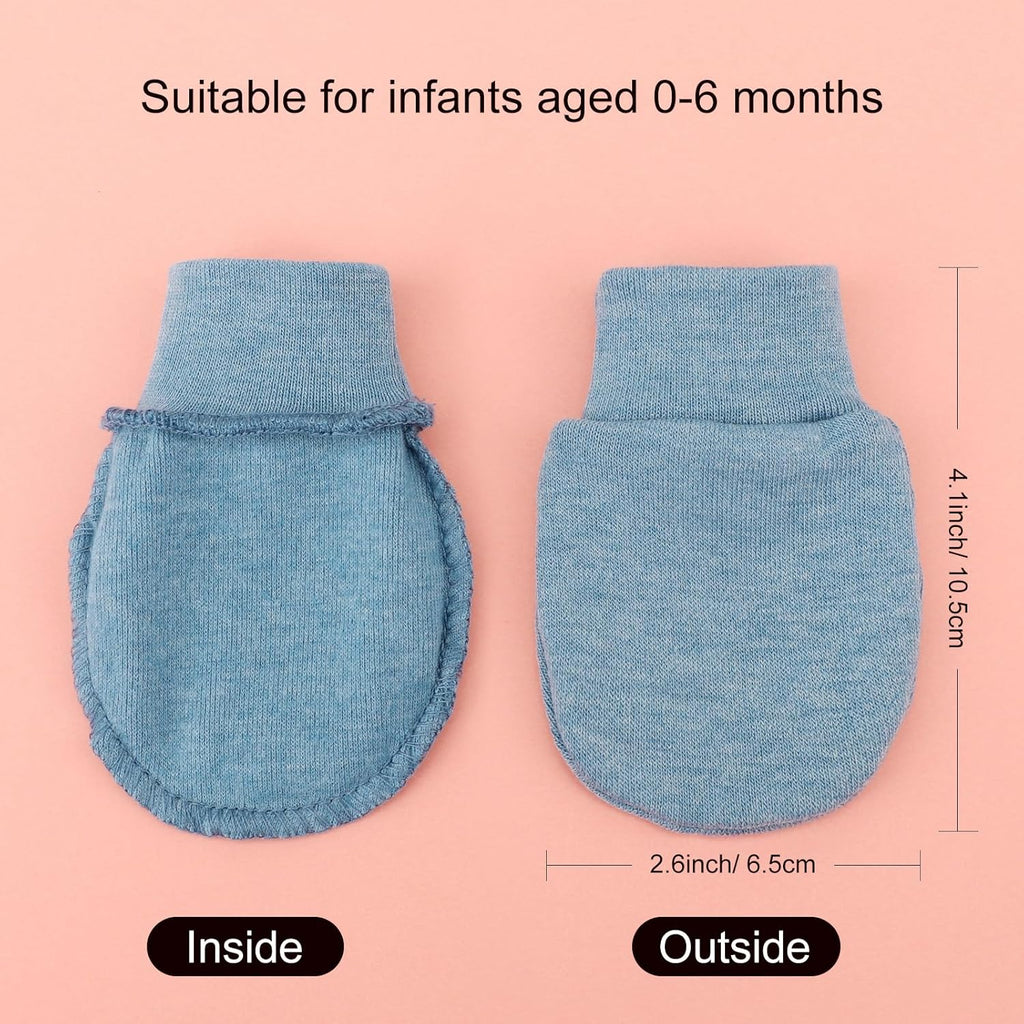 BQUBO 6 Pairs Newborn Baby Boys Girls Mittens 0-6 Months Unisex-Baby Infant Mittens Elastic No Scratch Wrist Gloves
