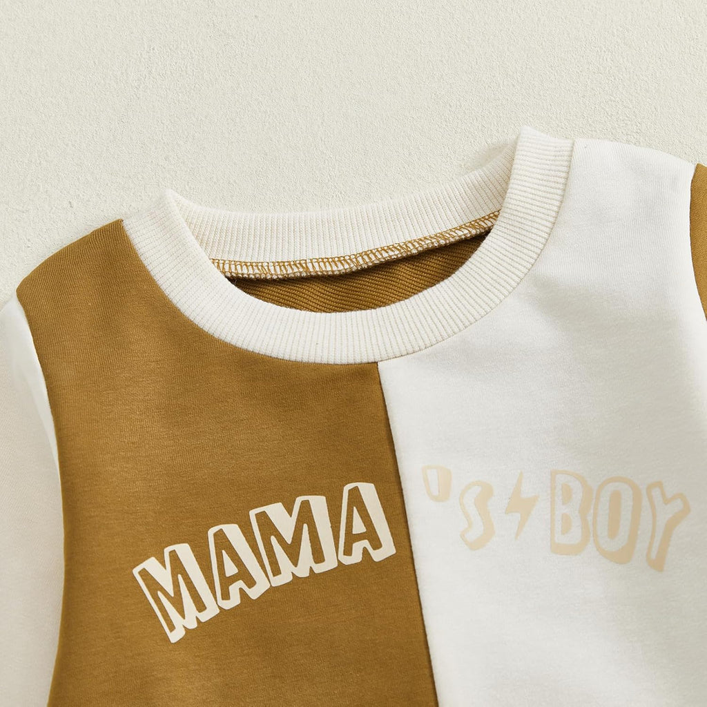 Kupretty Toddler Baby Boy Fall Winter Clothes Color Block Long Sleeve Sweatshirt Pullover Tops + Joggers Pants Outfit Set