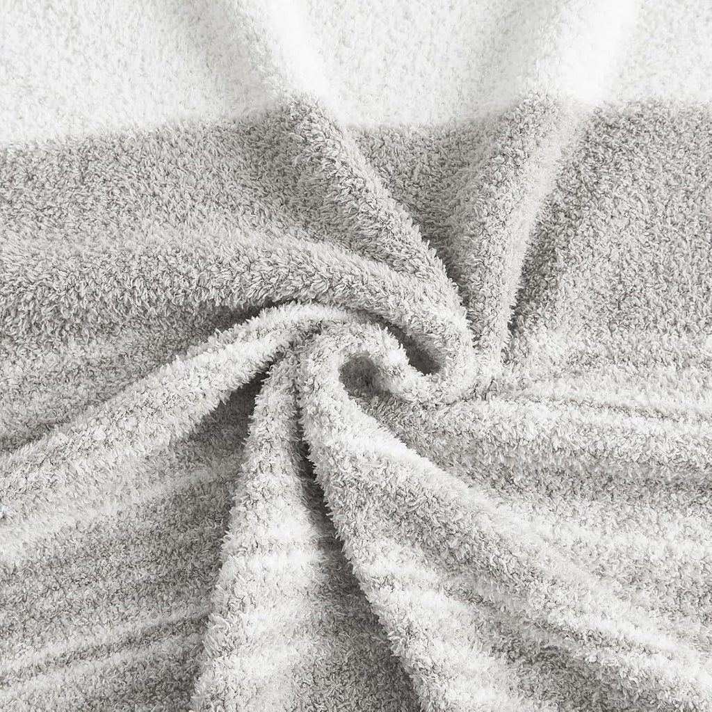 WRENGONGE Light Grey Throw Blanket, 50x70 Soft Cozy Striped Throw Blankets for Couch, Sofa, Bed, Travel, Lightweight Fluffy Warm Plush Decorative Blankets for Women, Men,Kids Gift