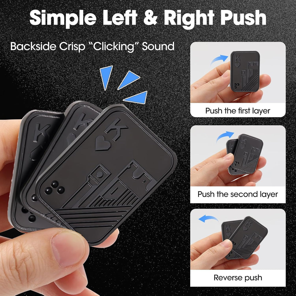 Fidget Slider, Metal Poker Push Card, Fidget Toy, Fidget Clicker, Fidget Toys for Adults Teens, Relieve Stress Anxiety ADHD, Gift for Boyfriend, Husband and Father (Black K)