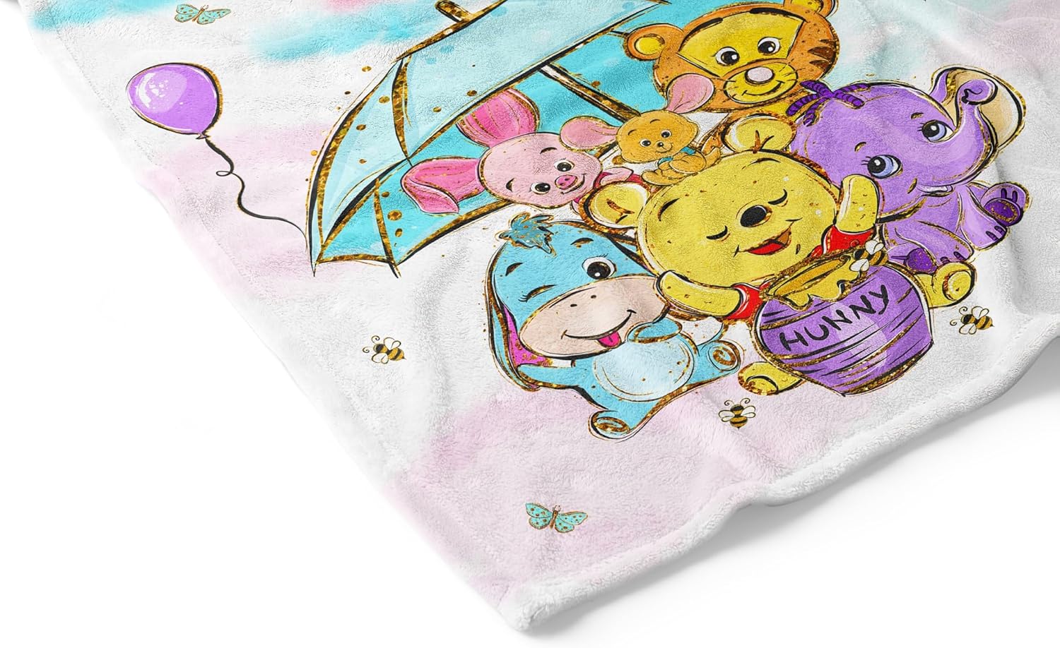 UNIQUE Blue Winnie Ultra Soft Fleece Baby Blanket 30x40in, Cute Winnie Baby Blanket, Gender Neutral