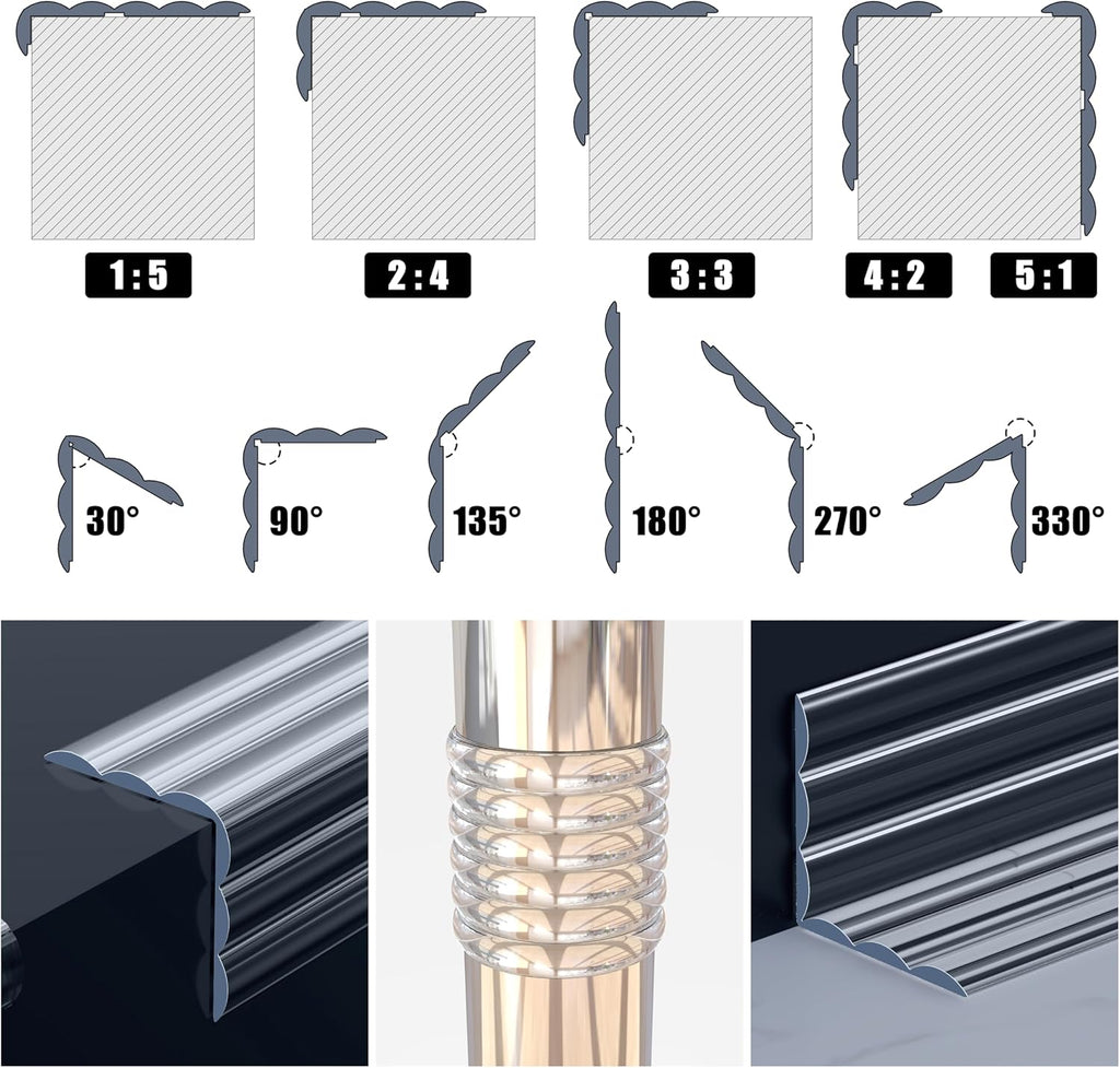 Wall Corner Protector Edge Guard - Peel and Stick Self-Adhesive Wall Trim Moulding, Inside & Outside Corner Molding Trim Caulk Strip for Wall Edge, Ceiling, Countertop – Clear, 1.18INx6FT