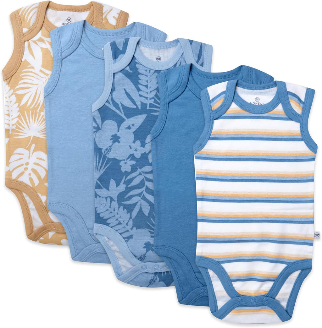 Sleeveless Bodysuits One-piece 100% Organic Cotton for Baby Boys, Girls, Unisex