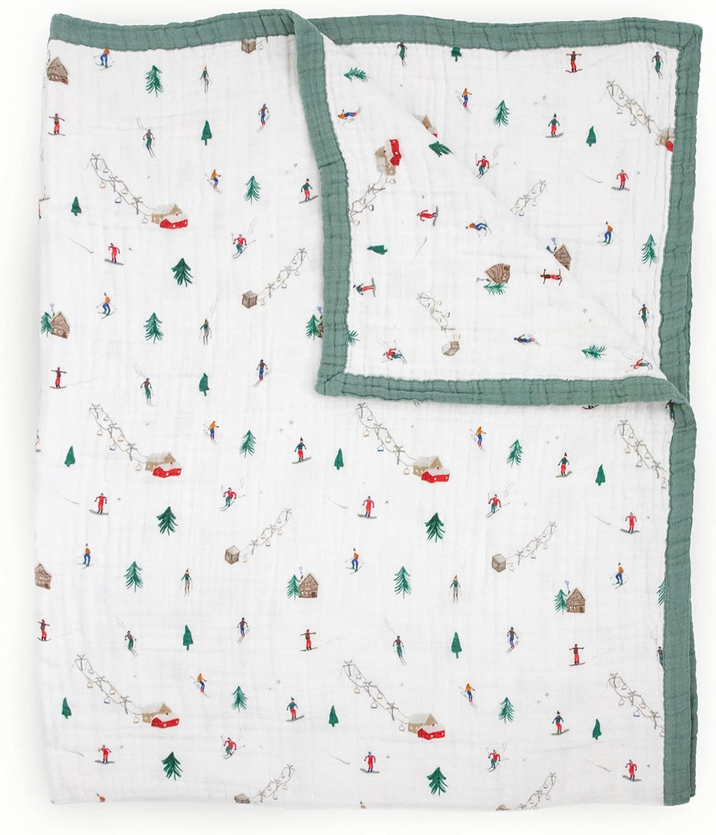 Little Unicorn Premium Quilted Throw | Super Soft, Multi-Layered Muslin XL Blanket| Great for Kids & Families (Powder Party)