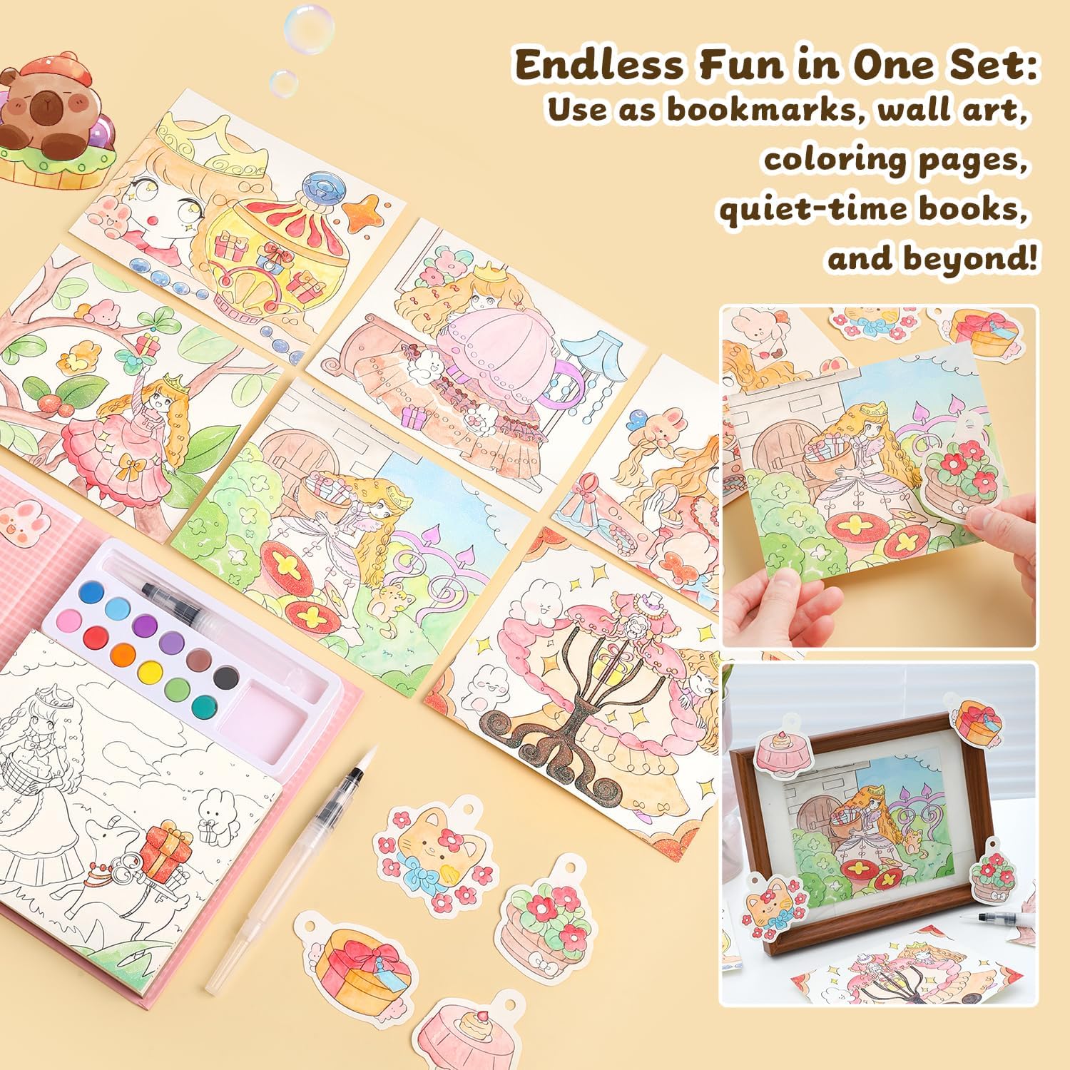 Paint with Water Coloring Books for Kids Ages 3-5, 4-8 – Cute Coloring Book for Teens,Arts and Crafts for Kids Ages 3 4 5 6 7 8+, Birthday Gift Toys for Girls Boys,Travel Toys -Princess