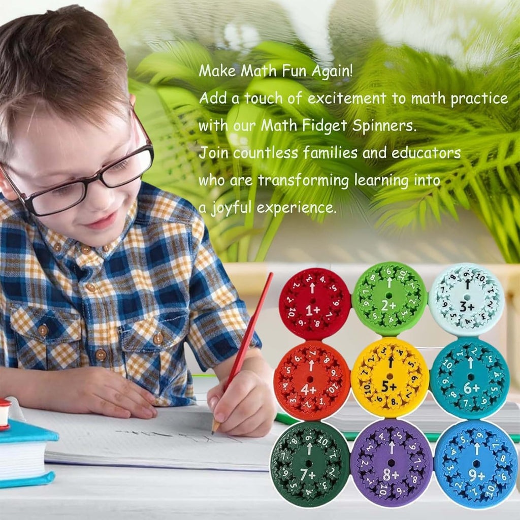 Math Fidget Spinners, Math Fidget Toy, Math Fidget, Math Spinners Learn Addition and Subtraction，Math Fact Fidget Spinners Learning & Education Toys Game (9pcs).