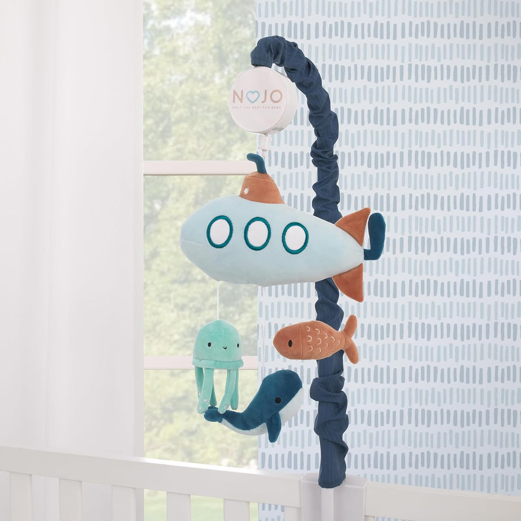 NoJo Explore Dream Discover Light Blue, Navy, and Aqua Submarine Plush Musical Mobile