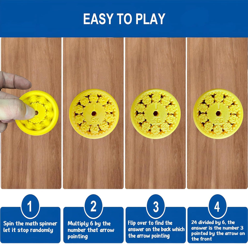 Math Fidget Spinners - 3D Printed, Educational Math Fact Fidget Spinner Toy - Learn Addition, Subtraction, Multiplication & Division - Perfect for Kids, Stimmers & Fidgeters (18pcs)
