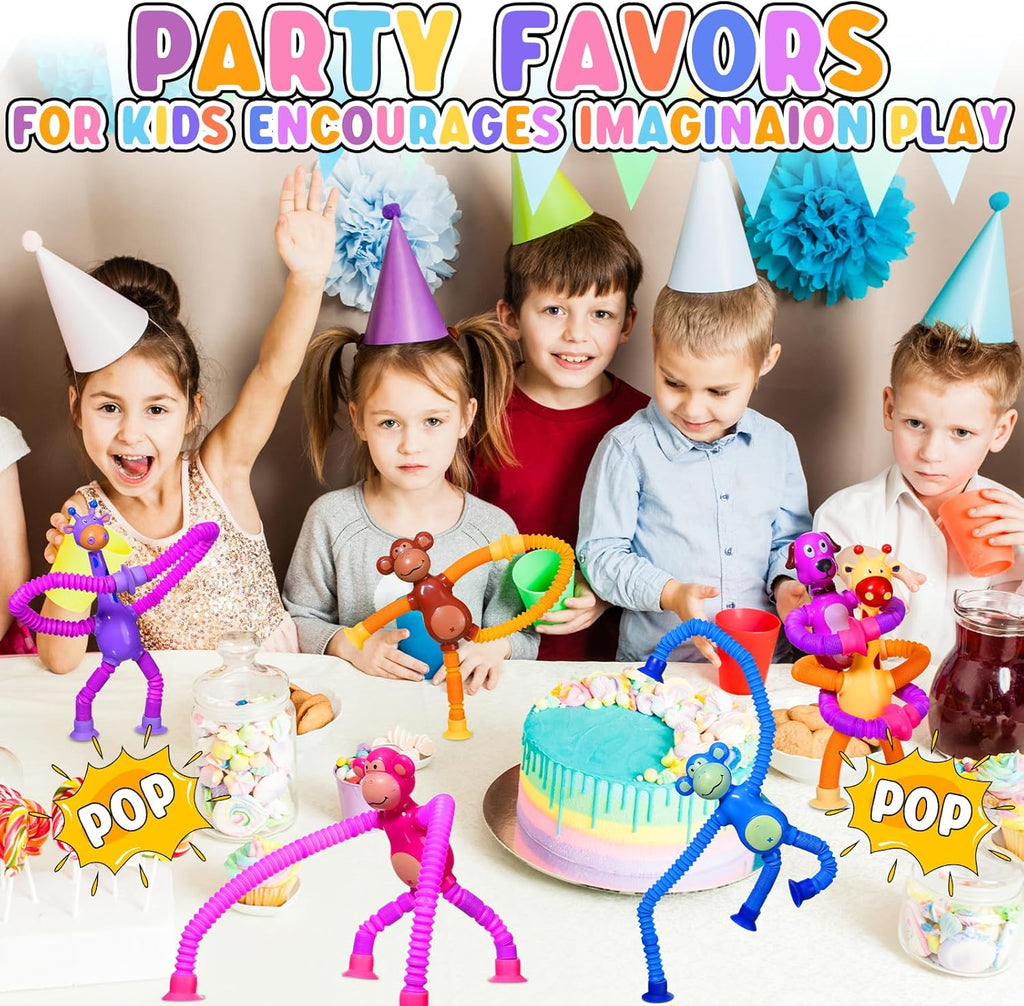 12 Pack Telescopic Suction Cup Toys, Sensory Toys Fidget Toys Fun Stocking Stuffers for Teens (Monkey Dog and Giraffe)