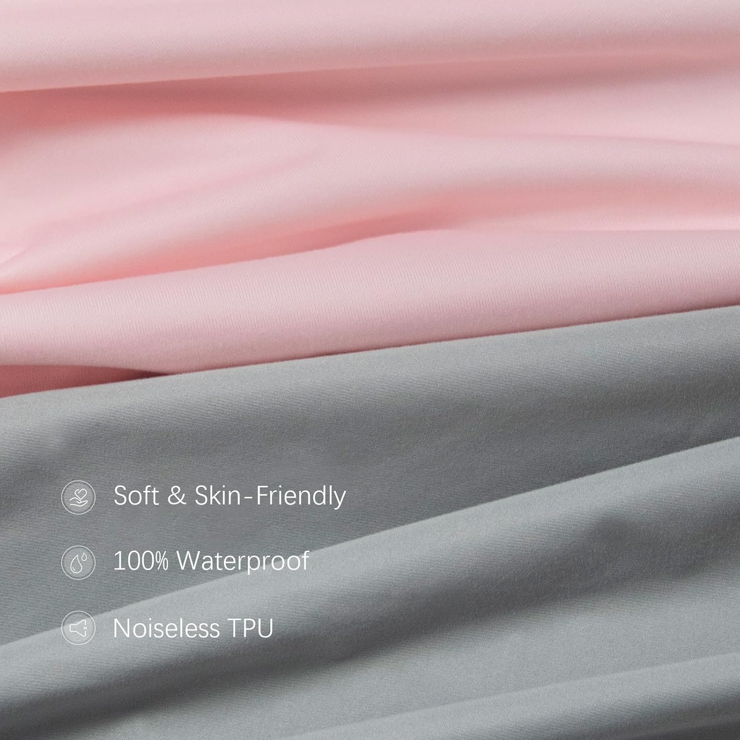 Crib Sheets Waterproof 2 Pack, Crib Mattress Protector, Toddler Fitted Crib Sheet Neutral, Ultra Soft & Breathable Toddler Bed Sheets for Boys and Girls, Grey & Pink