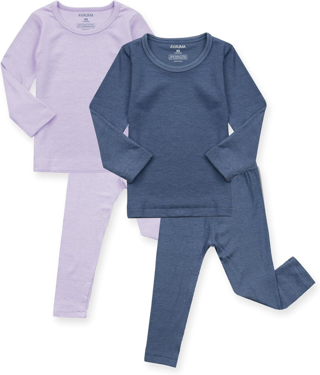 AVAUMA Baby Boys Girls Pajama Set Kids Toddler Snug fit Ribbed Sleepwear pjs for Daily Life Style