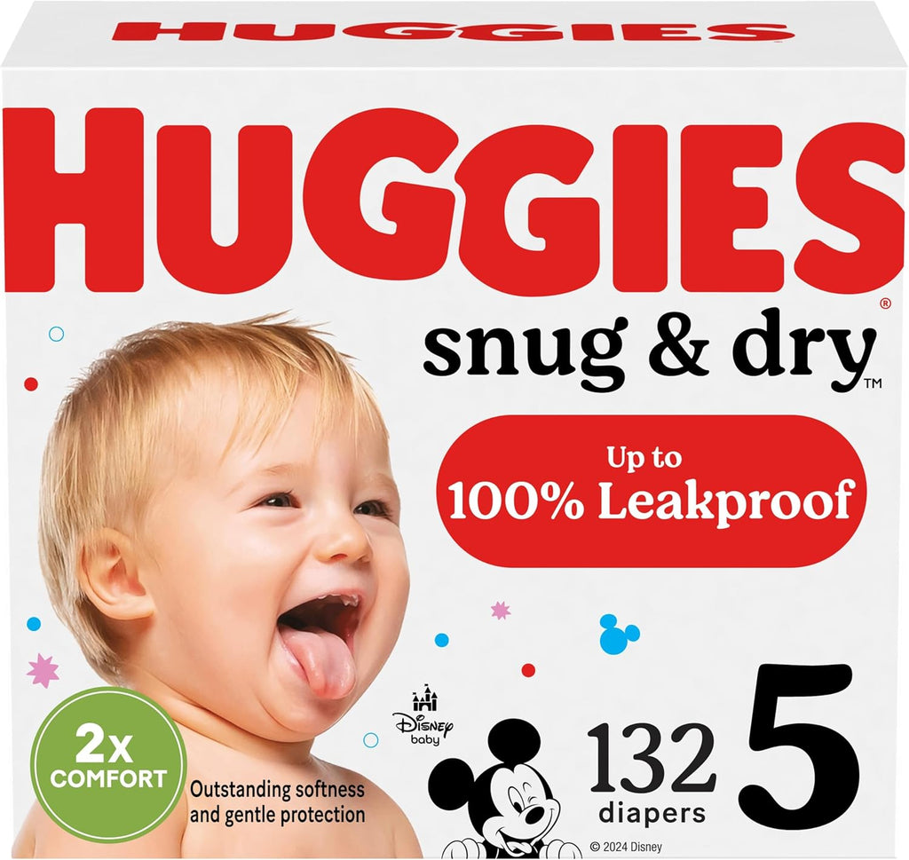 Huggies Size 5 Diapers, Snug & Dry Baby Diapers, Size 5 (27+ lbs), 132 Count, Packaging May Vary
