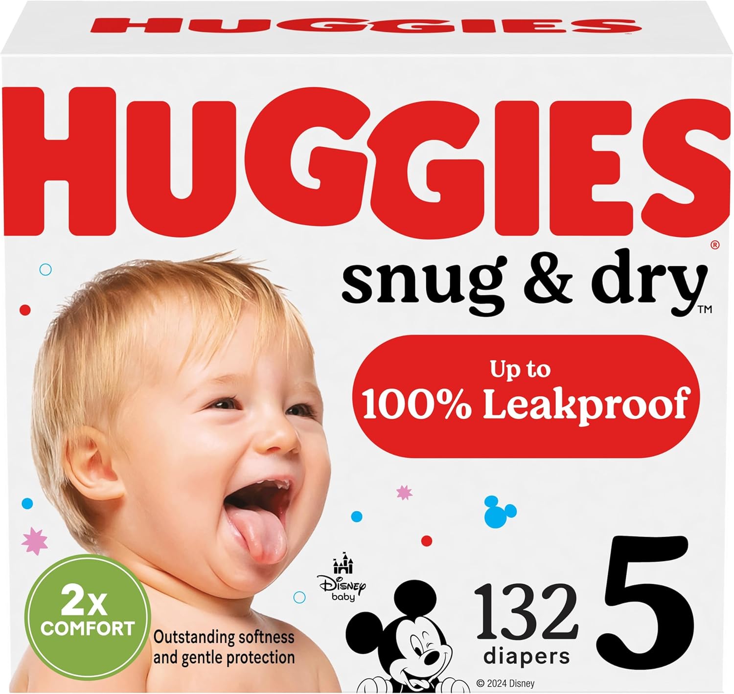 Huggies Size 5 Diapers, Snug & Dry Baby Diapers, Size 5 (27+ lbs), 132 Count, Packaging May Vary