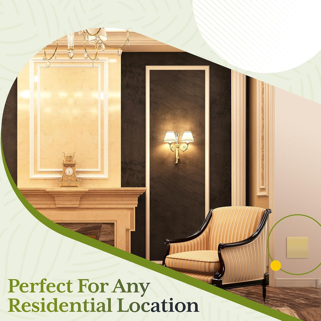 TG Screwless Double Blank Wall Plate, Child Safe Blank Device Outlet Cover, Mid-Size 2-Gang 4.88" H x 4.92" L, Polycarbonate Thermoplastic, UL Listed, SP-MB2-GD2P, Gold (2 Pack)