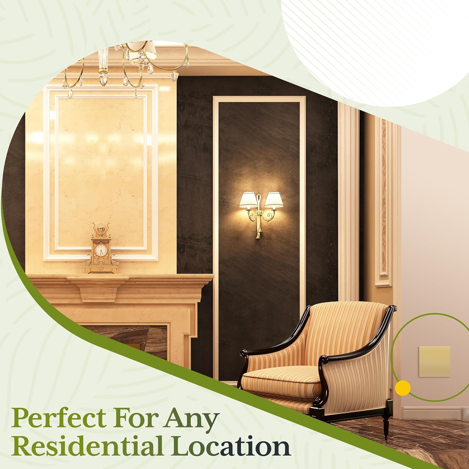 TG Screwless Double Blank Wall Plate, Child Safe Blank Device Outlet Cover, Mid-Size 2-Gang 4.88" H x 4.92" L, Polycarbonate Thermoplastic, UL Listed, SP-MB2-GD, Gold (1 Pack)