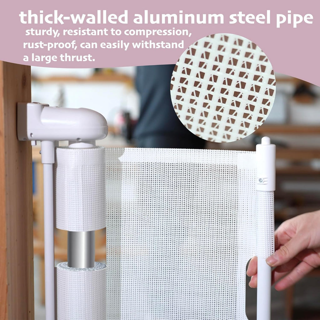 200" Retractable Baby Gates Extra Wide for Large Opening, 41" Extra Tall Retractable Dog Gate Pet Gates, Long Child Safety Mesh Gate with Fiberglass Rods for Stairs, Doorways, Hallways, Indoor/Outdoor