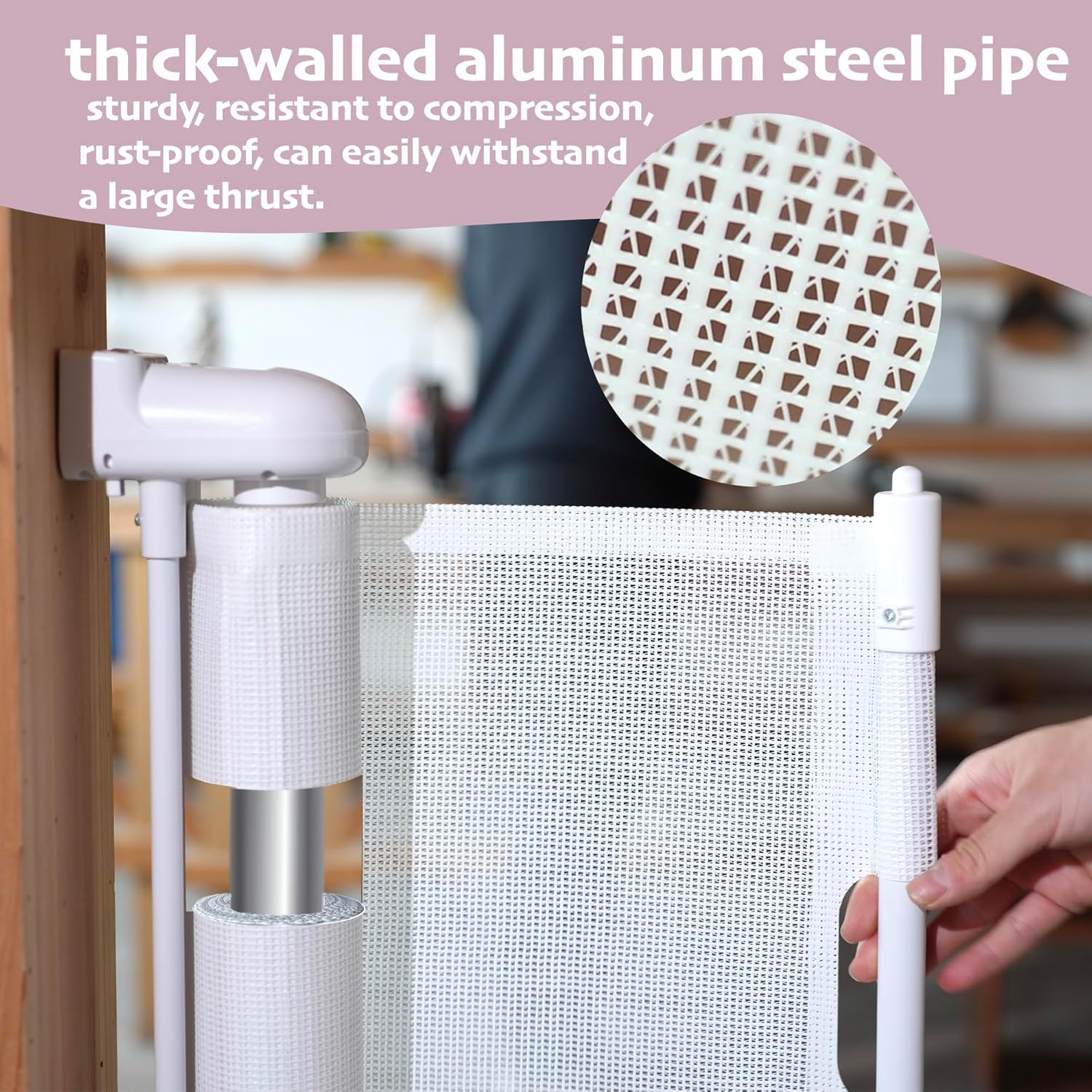 200" Retractable Baby Gates Extra Wide for Large Opening, 41" Extra Tall Retractable Dog Gate Pet Gates, Long Child Safety Mesh Gate with Fiberglass Rods for Stairs, Doorways, Hallways, Indoor/Outdoor