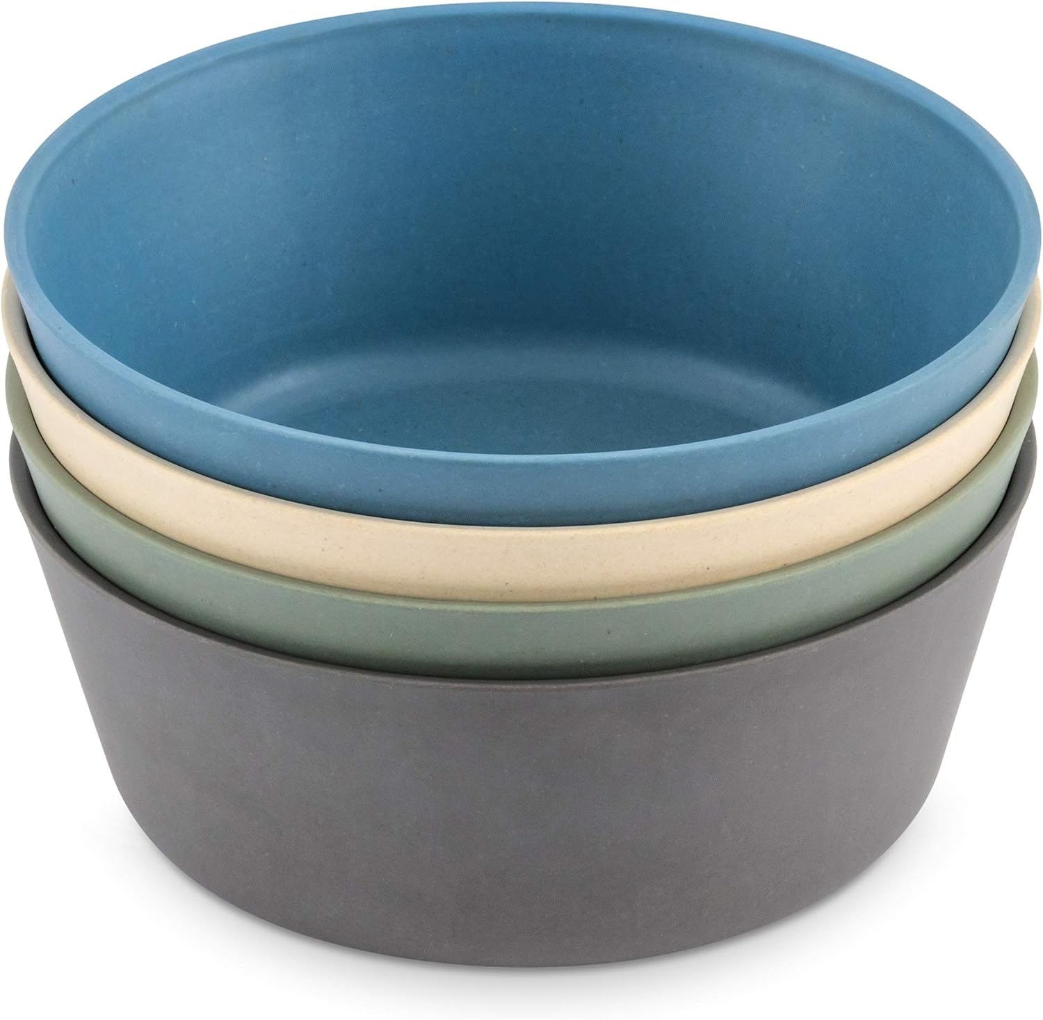 WeeSprout Bamboo Kids Bowls, Set of Four 10 oz Kid-Sized Bamboo Bowls, Dishwasher Safe Kid Bowls (Blue, Green, Gray, & Beige)