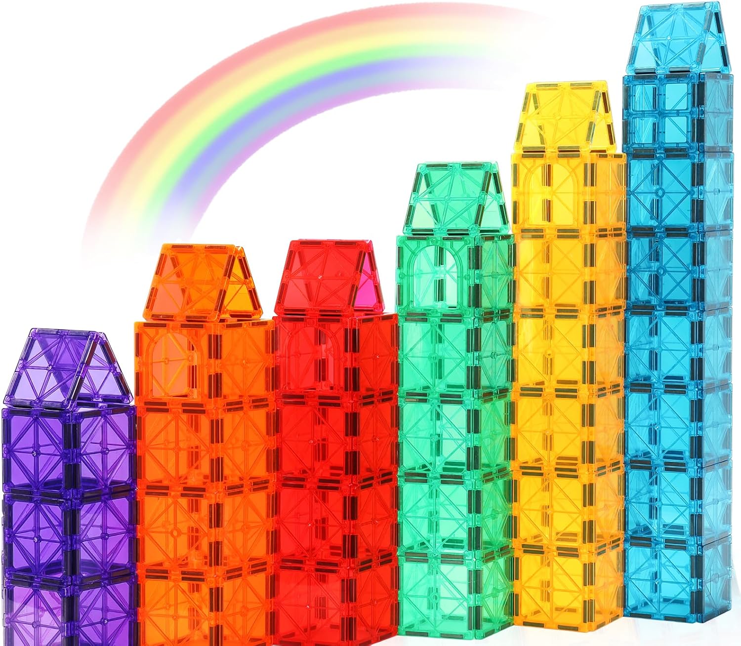 Gemmicc Magnetic Tiles, Magnet Toys Building Blocks for Kids, STEM Approved Educational Toys,Magnet Puzzles Stacking Blocks for Boys Girls,72 PCS Advanced Set