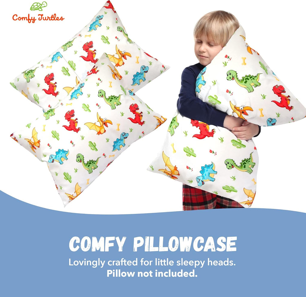 Toddler Pillowcase 13x18 Dinosaur - Cotton Travel Pillowcase Cover, Soft Dinosaur Pillow Cases for Toddler Boys - Multicolored Dinosaurus
