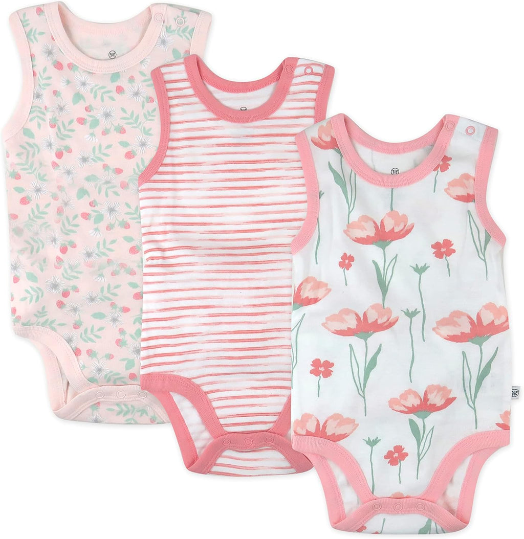 Sleeveless Bodysuits One-piece 100% Organic Cotton for Baby Boys, Girls, Unisex