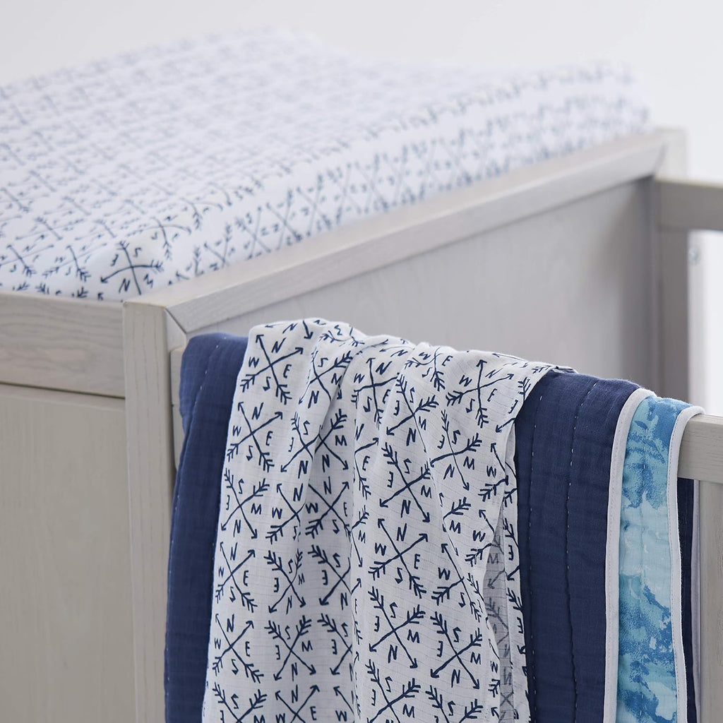 HonestBaby Organic Cotton Changing Pad Cover, Compass, One Size