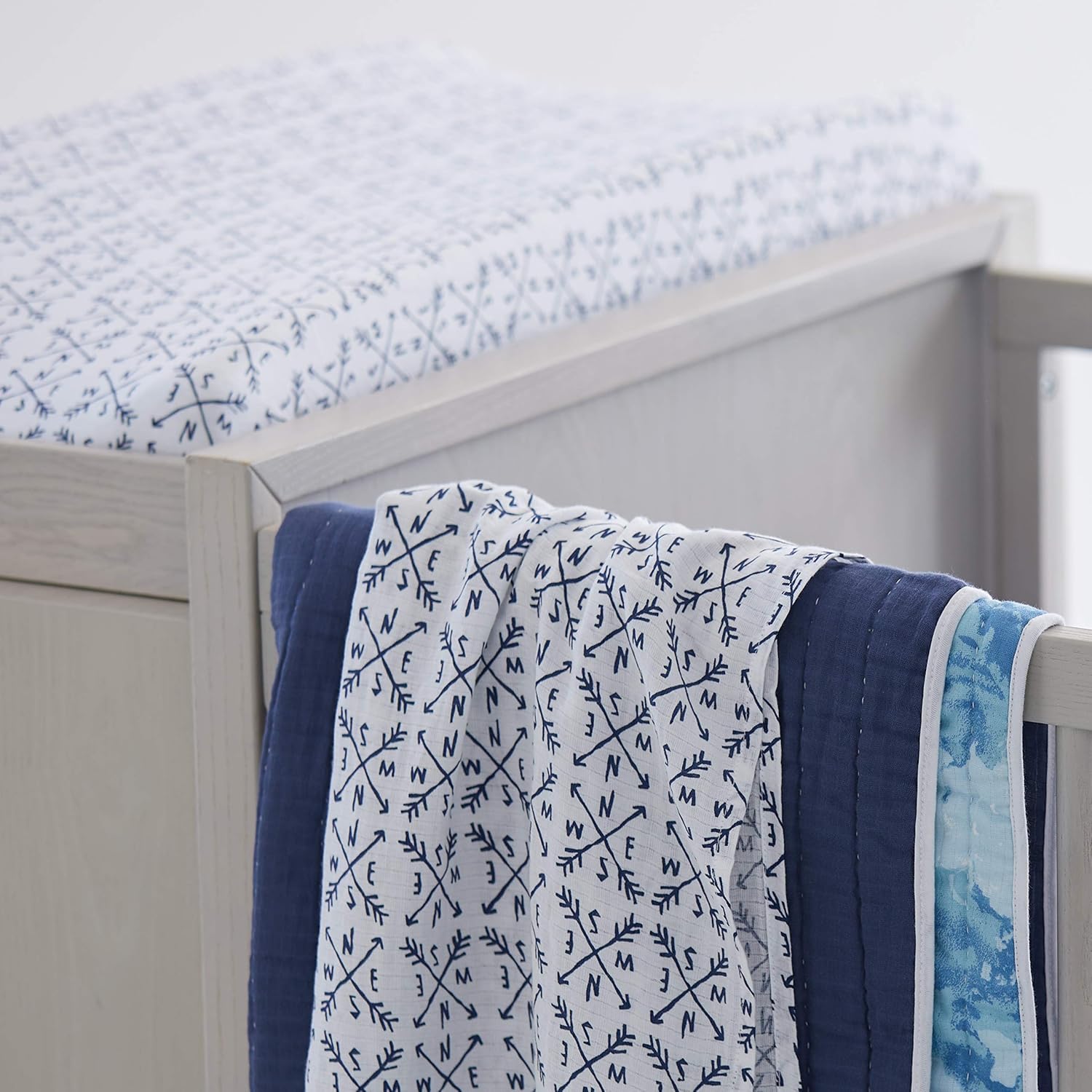 HonestBaby Organic Cotton Changing Pad Cover, Compass, One Size