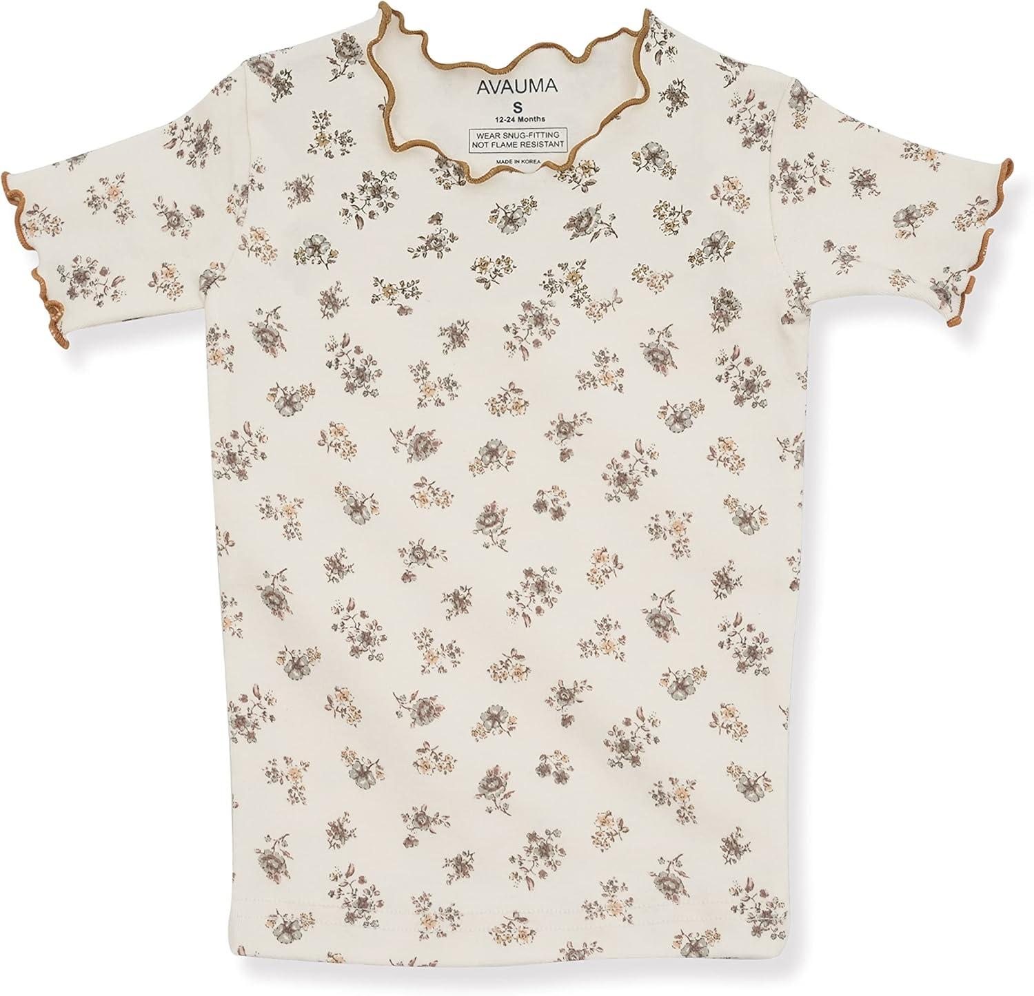 AVAUMA Baby Boy Girl Pajama Set 6M-7T Kids Cute Toddler Snug fit Flower Pattern Design Pjs Cotton Sleepwear Ruffled Shirring