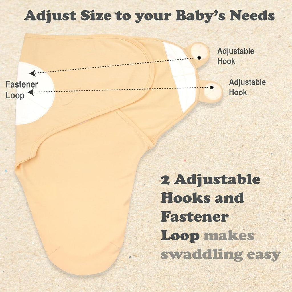 Bublo Baby Swaddle & Sleep Sack - 3 Pack for Newborns 0-3 Months - Infant Adjustable Swaddle Blanket Wrap - Pastel Banana-Pink