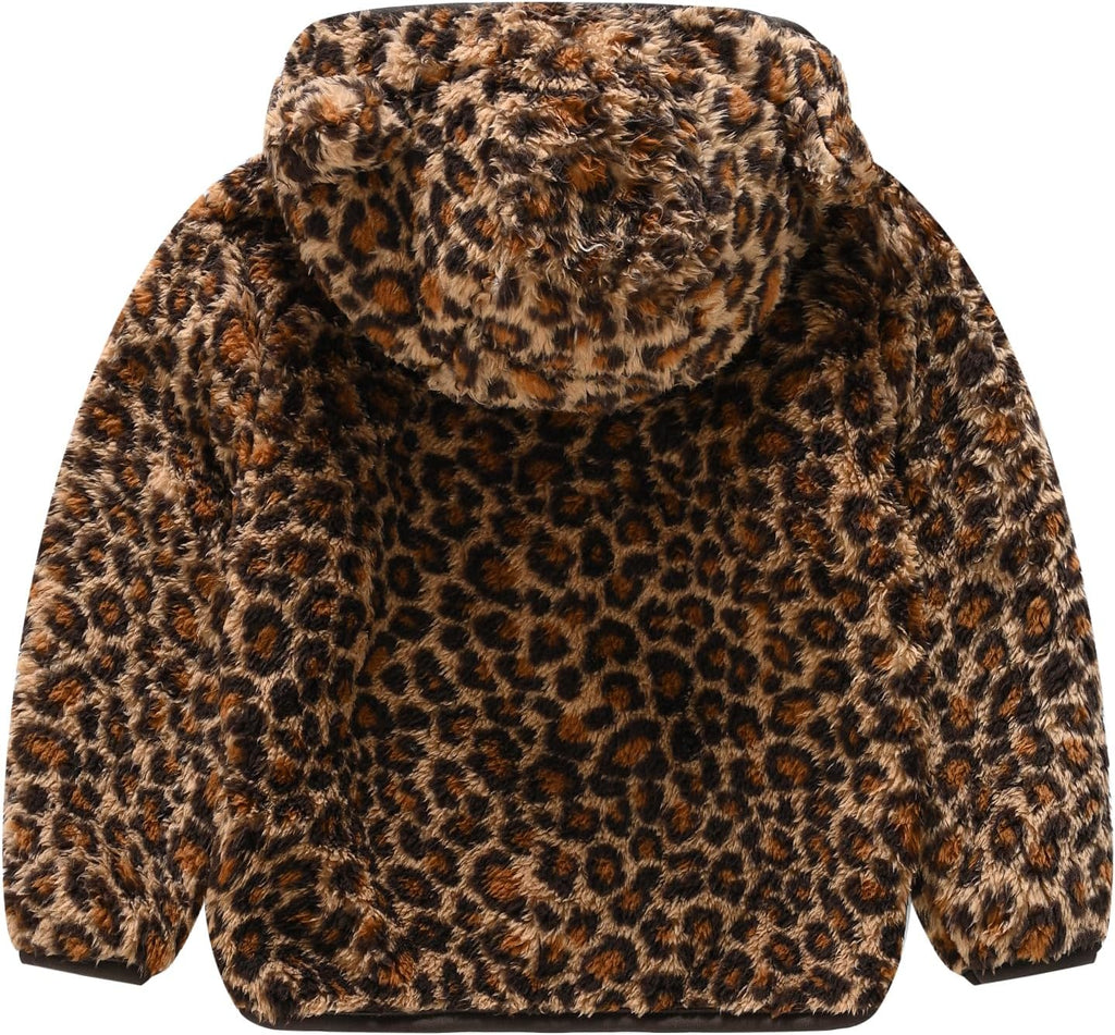 AIWUHE Toddler Boys Girls Hooded Jacket Fleece Hoodie Winter Warm Solid Color Teddy Coat Zip-up Bear Ear Sweater Fall Clothes