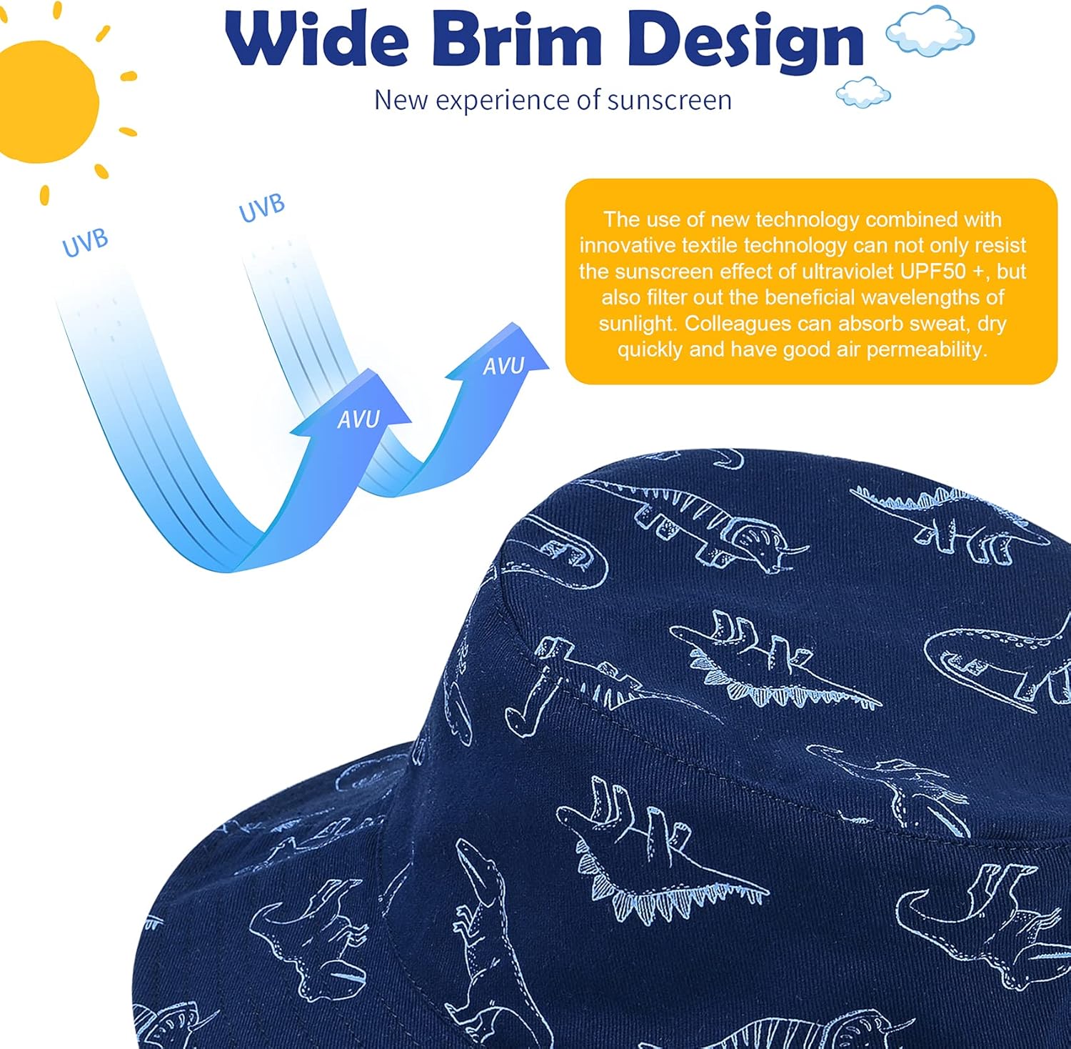 Durio Baby Bucket Sun Hat Toddler Hats Summer Beach Hat UPF 50+ Sun Protection Bucket Hats for Kids Baby Boy Girl Gifts 2Pack