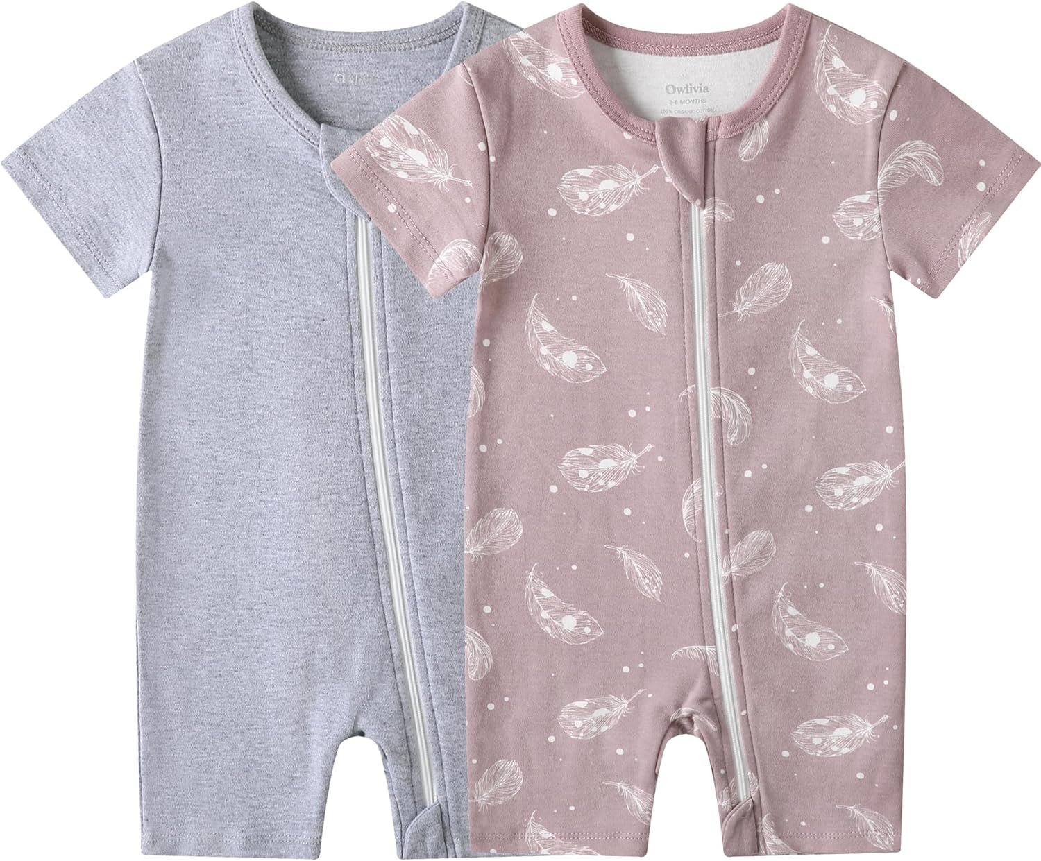 Owlivia Baby Short Sleeve Summer Romper Set, 2 Pack Tank Jumpsuit for Girls and Boys, Cartoon One Piece Coverall Outfit