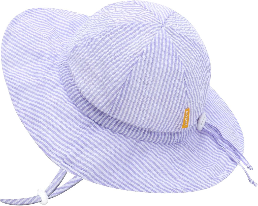 UPF 50+ Baby Bucket Hat - Wide Brim Sun Protection Beach Cap for Girls - Cute & Adjustable Toddler Hat