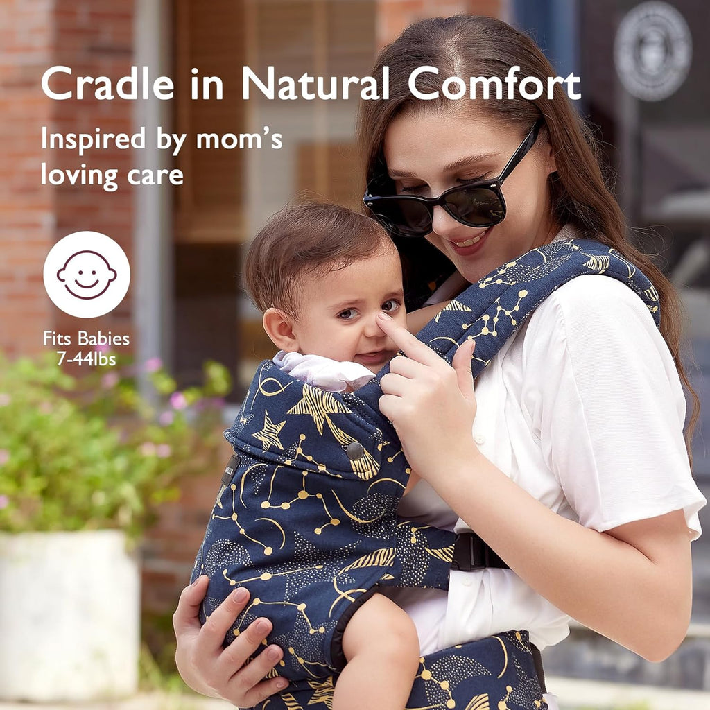 Momcozy Baby Carrier - Ergonomic, Cozy and Lightweight Carrier for 7-44lbs, Effortless to Put On, Ideal for Hands-Free Parenting, Enhanced Lumbar Support, Purehug for Infant to Toddler, Starry Night