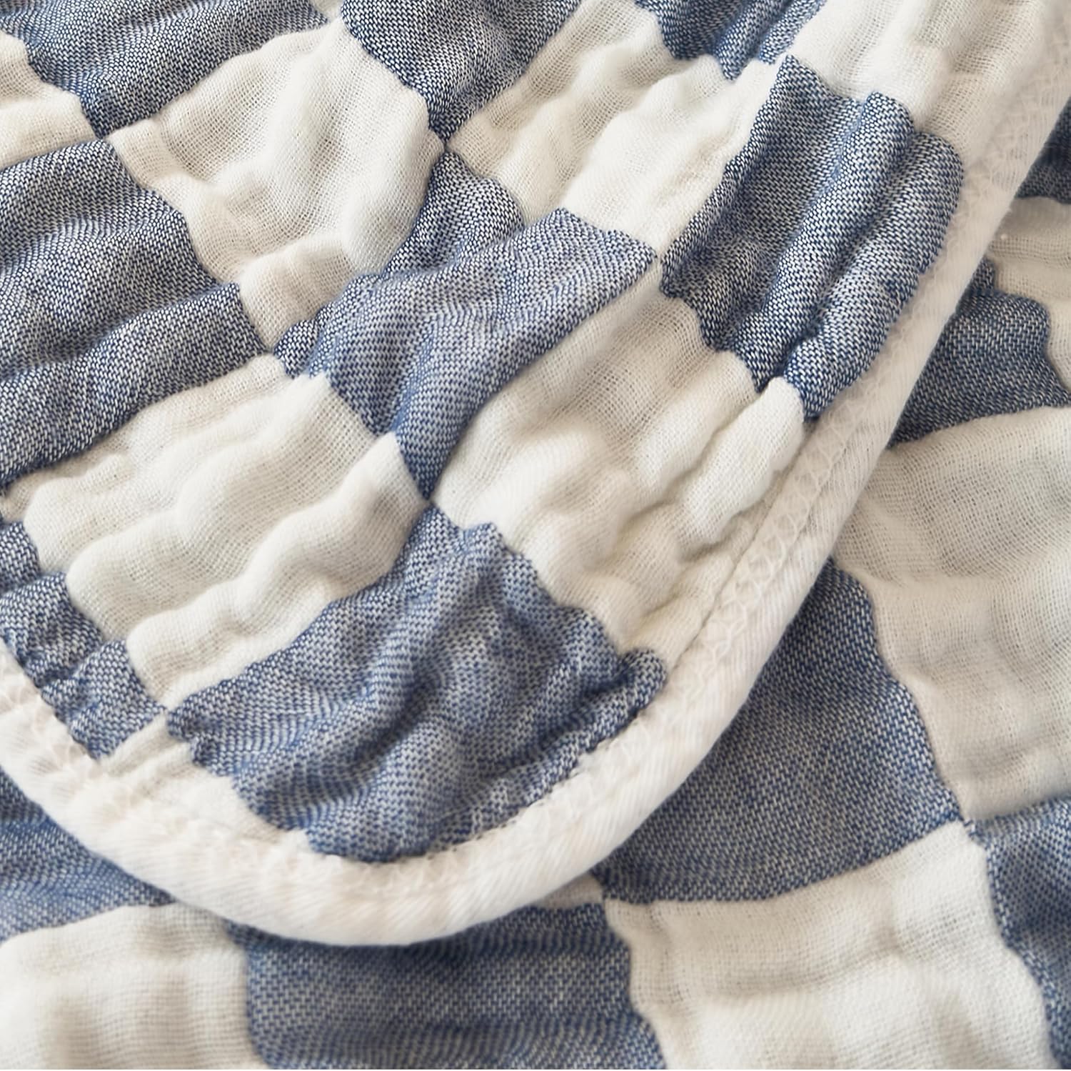 Ultra Soft Checkered Muslin Baby Blanket Pack of 2 Cotton Swaddles Bed Blankets for Babies and Toddlers Boys Newborn 42 x 42 inches (Blue and Coffee)