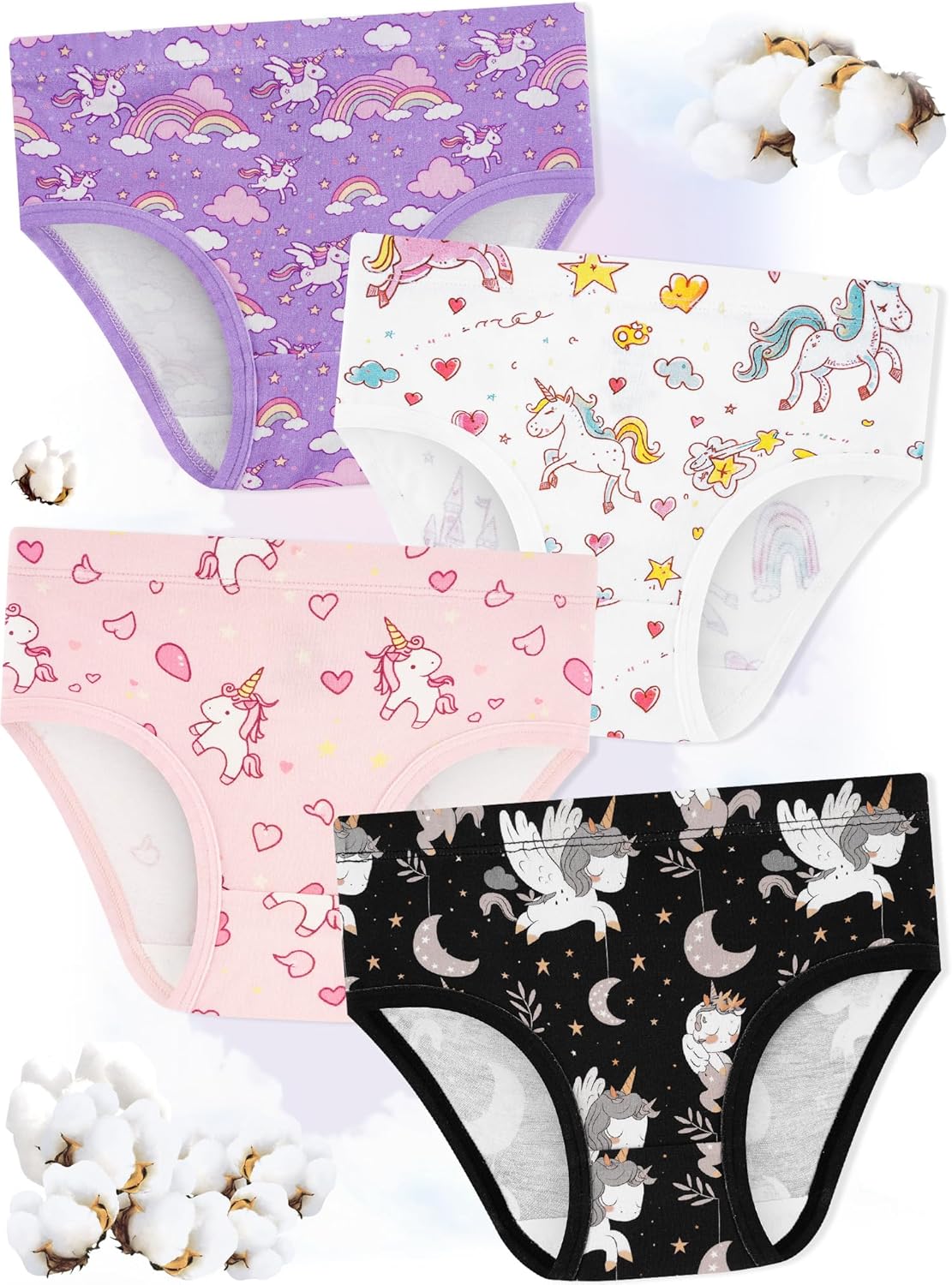 Girls' Underwear,Soft Cotton Tagless Panties for Toddlers' & Little Kids' Comfort,Breathable Briefs,8-Pack