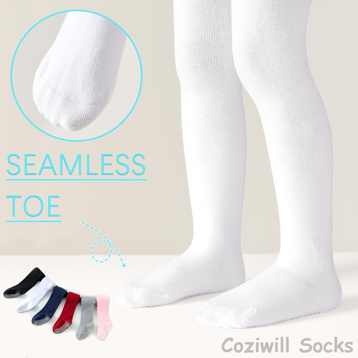 Baby Tights Non Slip Toddler Stockings Tights with Grippers Seamless Soft Cotton Knit Leggings Newborn